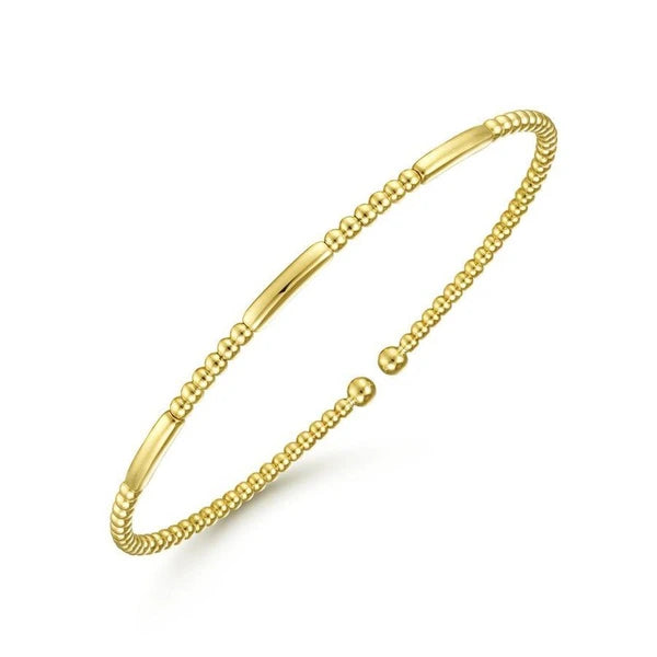14K Yellow Gold Bujukan Bead Open Bangle