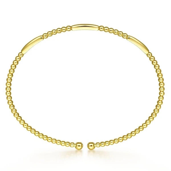 14K Yellow Gold Bujukan Bead Open Bangle