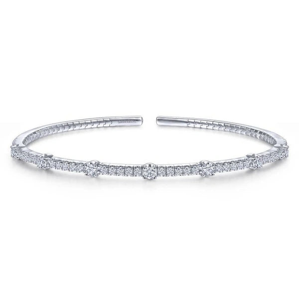 14K White Gold Diamond Bangle