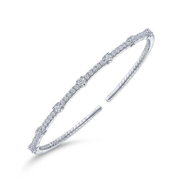 14K White Gold Diamond Bangle