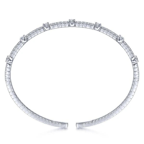 14K White Gold Diamond Bangle