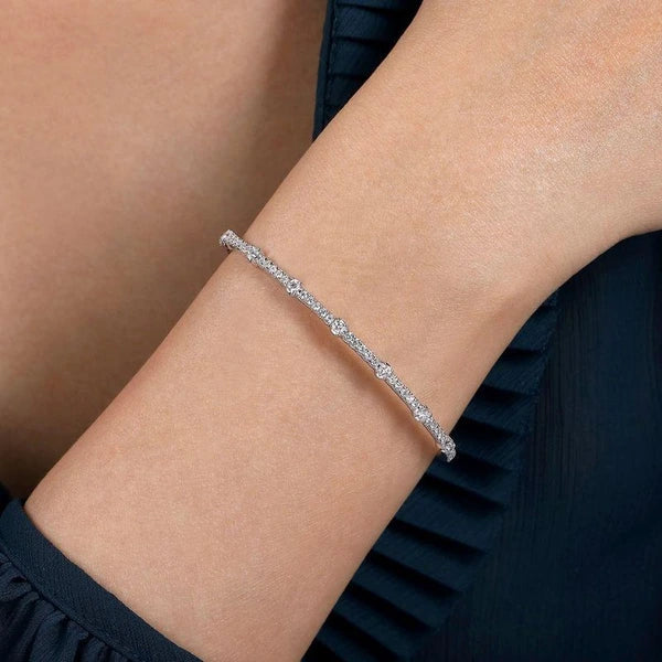 14K White Gold Diamond Bangle
