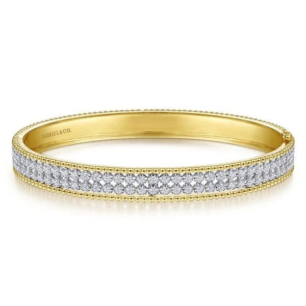 14K White-Yellow Gold Diamond Bangle