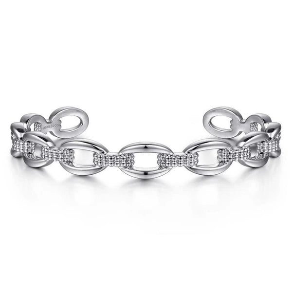 925 Sterling Silver Oval Link Cuff Bangle