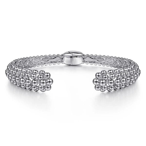925 Sterling Silver Bujukan Beaded Split Bangle