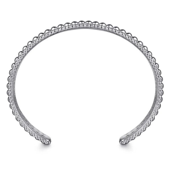925 Sterling Silver Bujukan Beaded Open Bangle