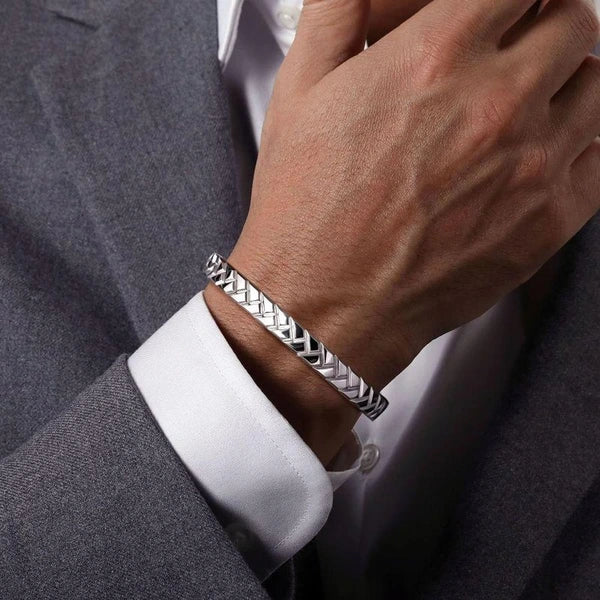 925 Sterling Silver Open Herringbone Bracelet