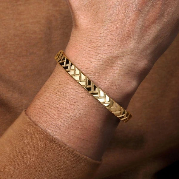 14K Yellow Gold Open Herringbone Bracelet