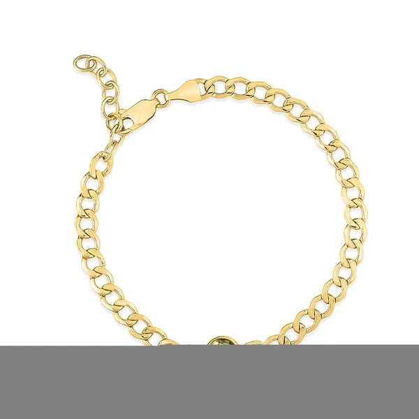 14K Peridot Curb Chain Bracelet