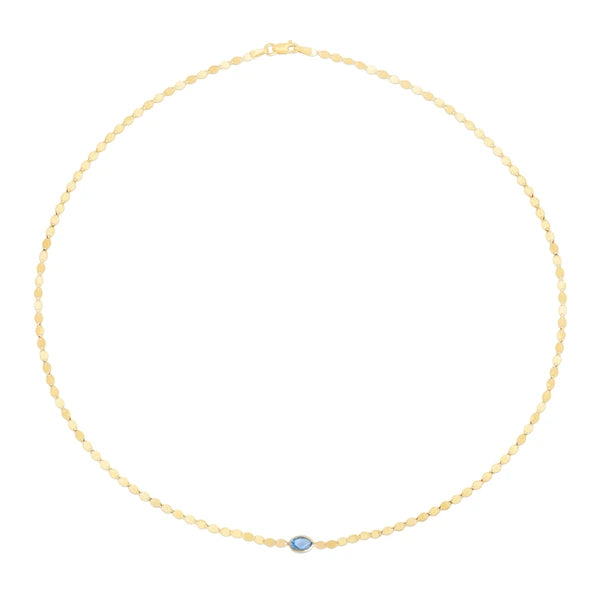 14K Blue Topaz Mirrored Chain Necklace