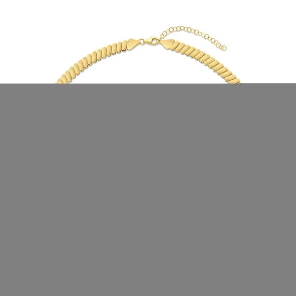 14K Gold Rib Link Necklace
