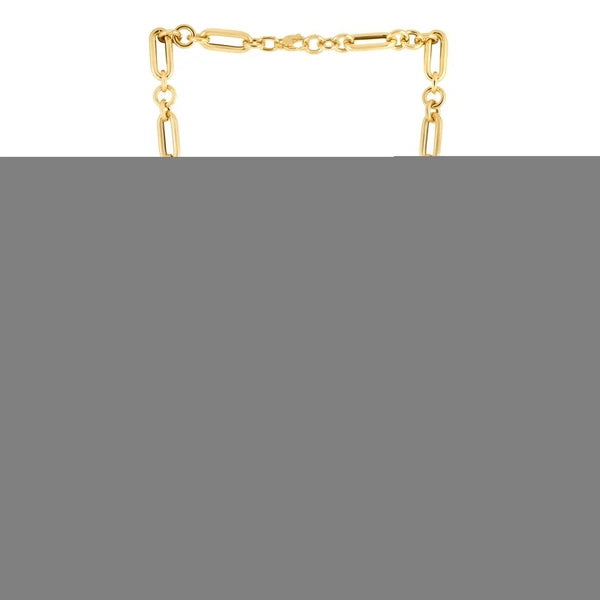 14K Gold Alternating Paperclip Round Links Chain