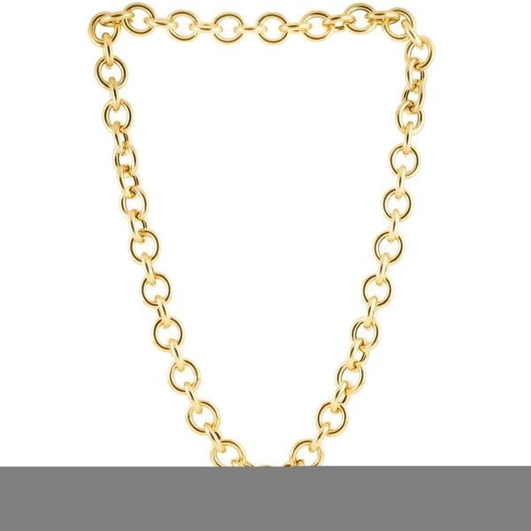 14K Gold Round Link Push Clasp Chain