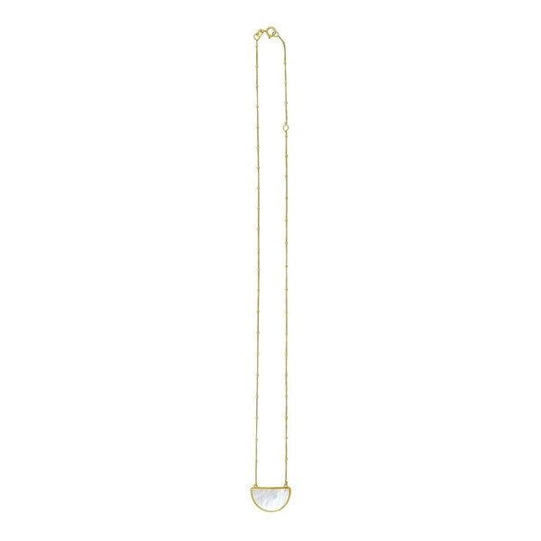 14K MOP Geometric Half Moon Necklace