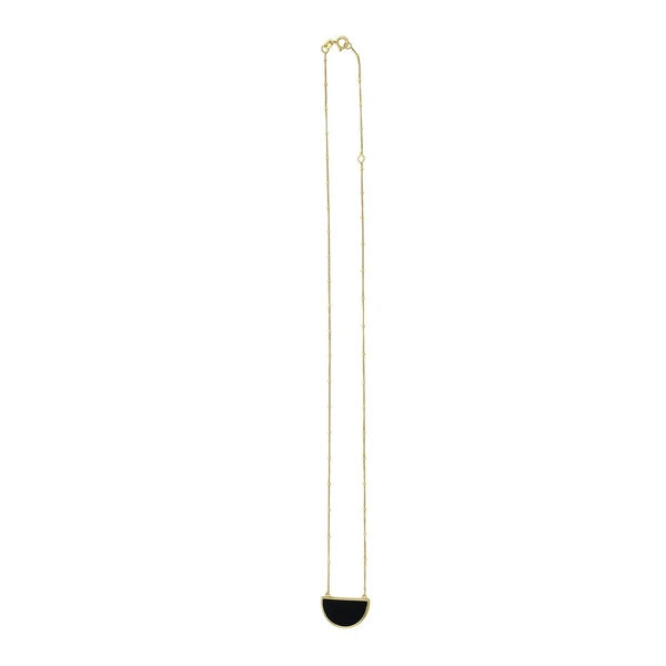 14K Onyx Geometric Half Moon Necklace