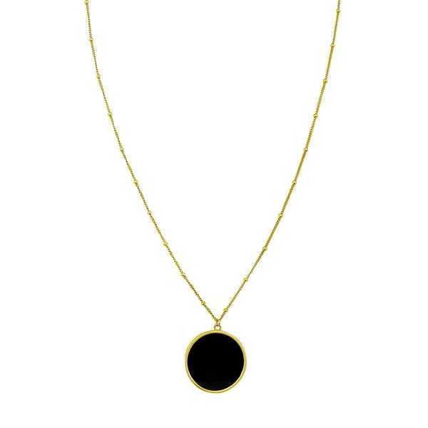 14K Onyx Inlay Circle Necklace