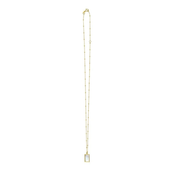 14K MOP Geometric Gem Rectangle Necklace