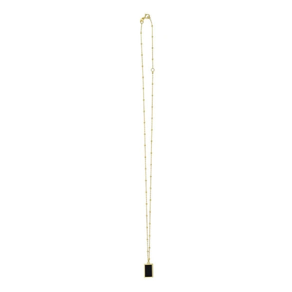 14K Onyx Geometric Rectangle Pendant
