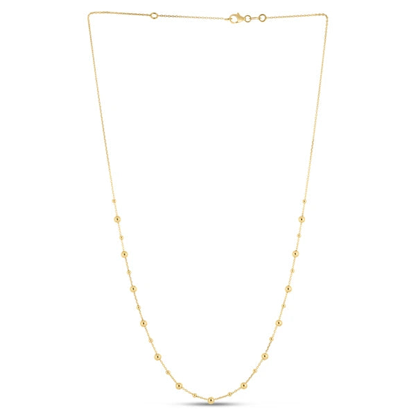 14K Gold Bead Station Necklace