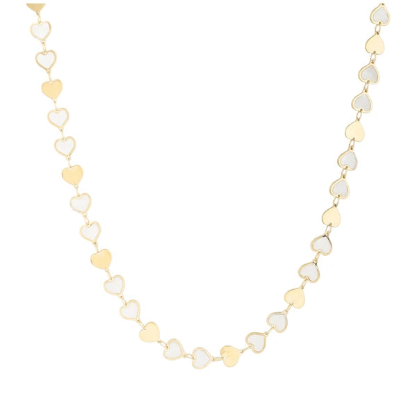 14K MOP Heart Mirror Gem Chain Bracelet