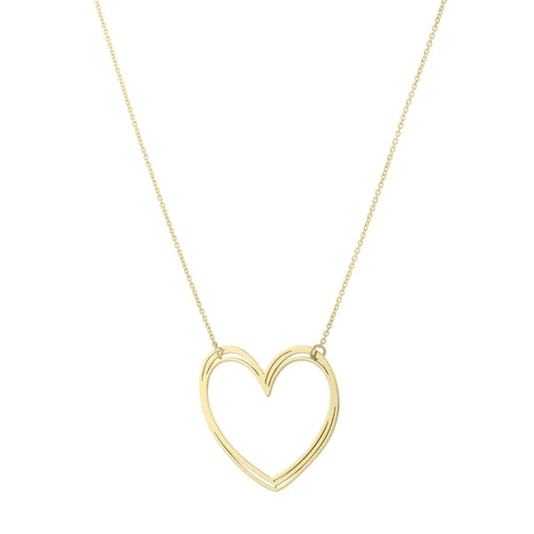 14K Large Open Heart Necklace