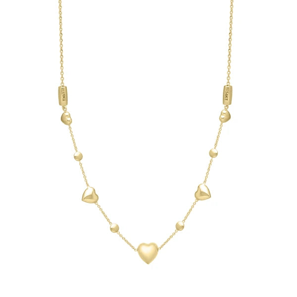 14K Adjustable Puff Heart Bead Bracelet/Anklet