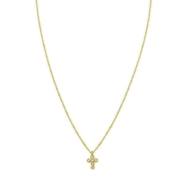 14K Petite Diamond Cross Necklace