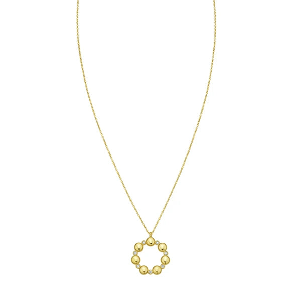 14K Diamond Circle Bauble Necklace