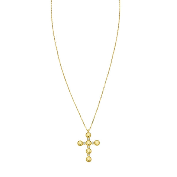 14K Diamond Cross Bauble Necklace