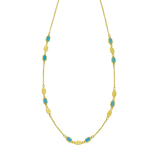 14K Hexagon Turquoise Inlay Links Bracelet