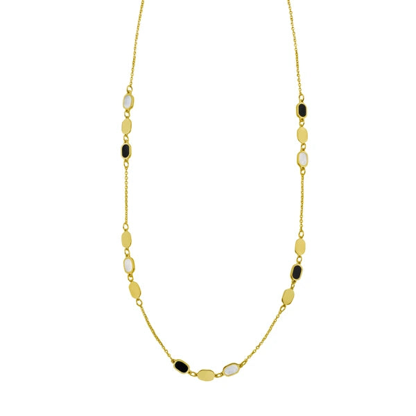 14K Onyx & MOP Inlay Links Necklace