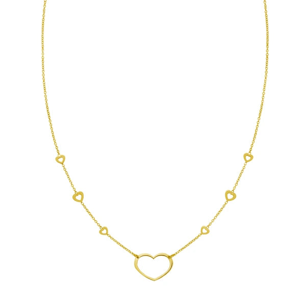 14K Open Heart Station Necklace