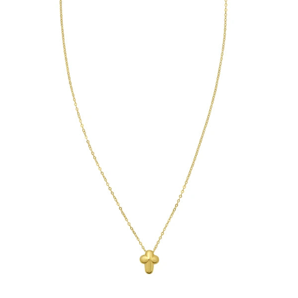 14K Puffed Mini Cross Pendant