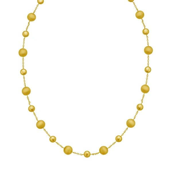 14K Polished/Satin Pebble Links Necklace