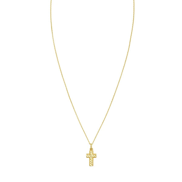 14K Diamond-Cut Cross Necklace