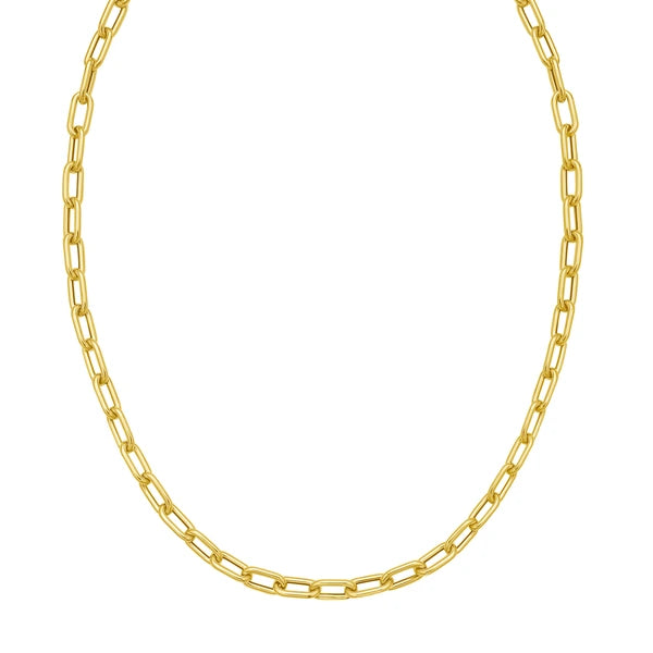 14K Charm Lock Paperclip Chain