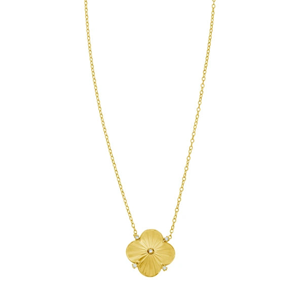 14K Diamond Clover Pendant