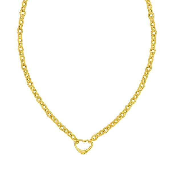 14K Heart Lock Charm Necklace