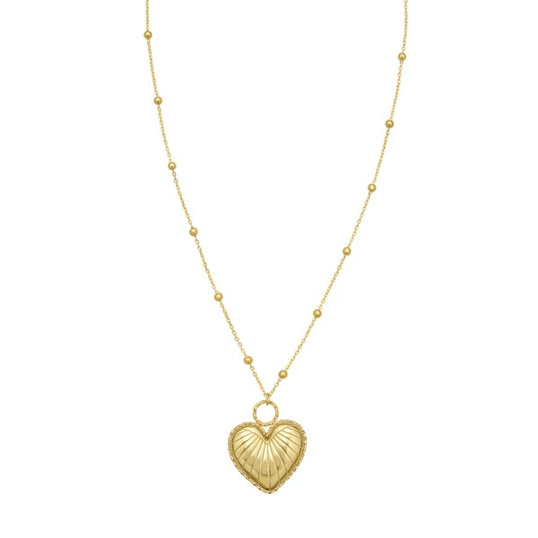 14K Vintage Puffed Heart Necklace