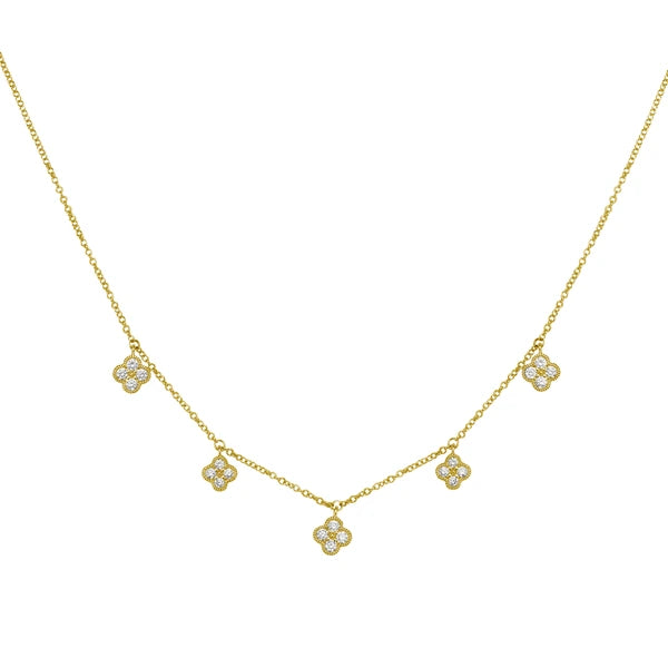 14K Diamond Flower Necklace