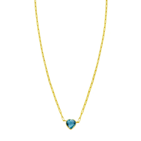 14K Blue Topaz Heart Bracelet