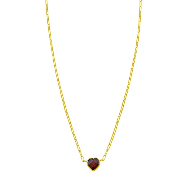 14K Garnet Heart Necklace