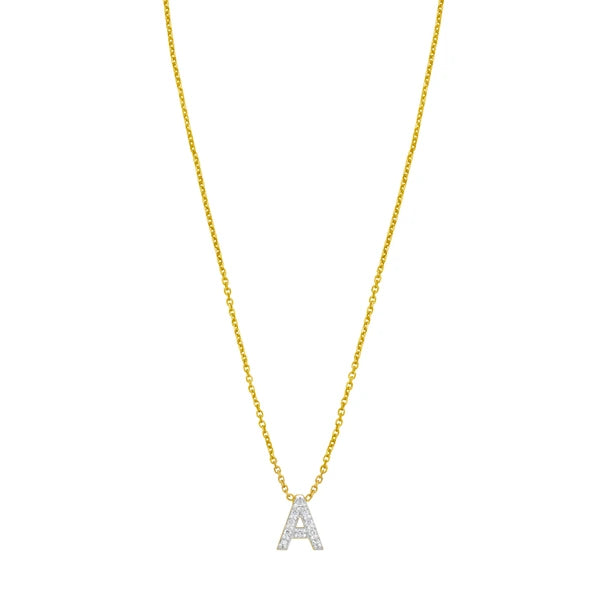 14K Mini Diamond A Initial