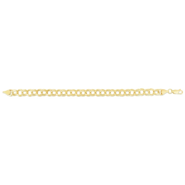 14K Gold 7mm Medium Double Link Charm Bracelet