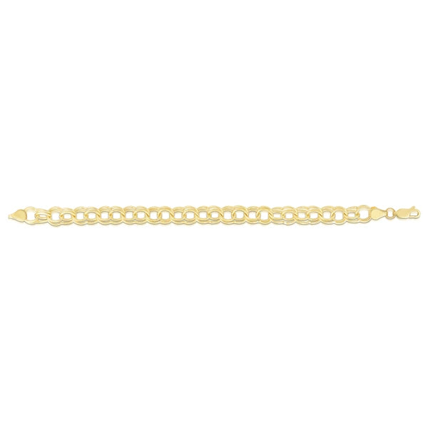 14K Gold 8mm Large Double Link Charm Bracelet