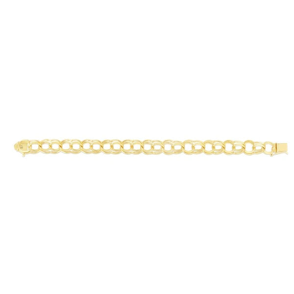 14K Gold 10mm Large Double Link Charm Bracelet