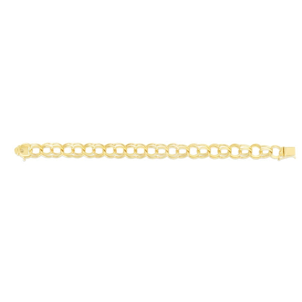 14K Gold 10mm Large Double Link Charm Bracelet