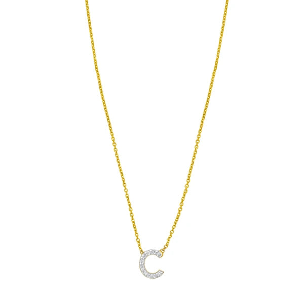 14K Mini Diamond C Initial