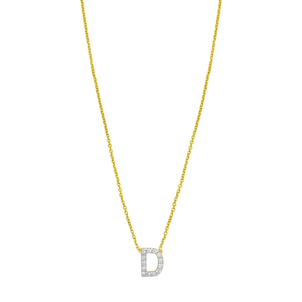 14K Mini Diamond D Initial
