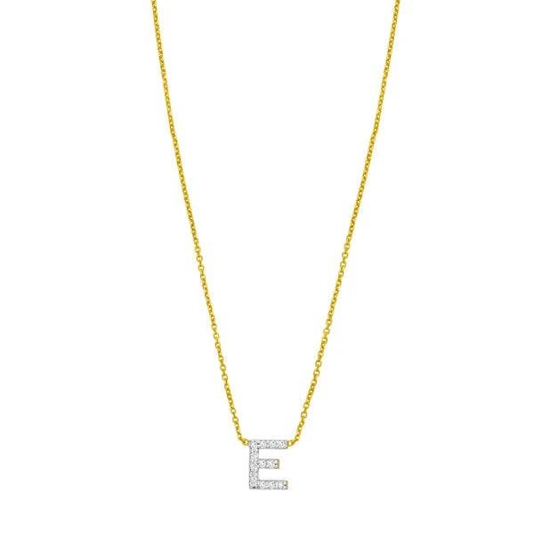 14K Mini Diamond E Initial